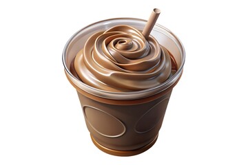 Chocolate swirl frozen drink in a plastic cup