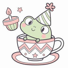 Happy Frog Birthday SVG (in a teacup)