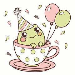 Happy Frog Birthday SVG (in a teacup)
