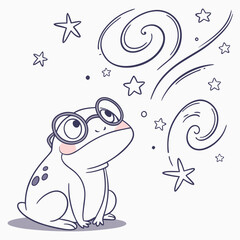 Happy Frog Starry night SVG (wearing glasses)