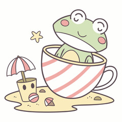 Happy Frog Beach day SVG (in a teacup)