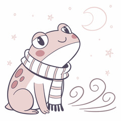 Happy Frog Starry night SVG (with a scarf)