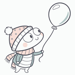 Happy Frog Cozy winter SVG (with a balloon)