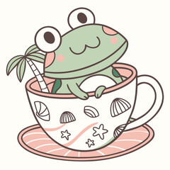 Happy Frog Beach day SVG (in a teacup)