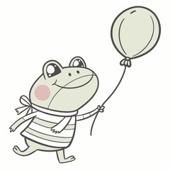 Happy Frog Beach day SVG (with a balloon)