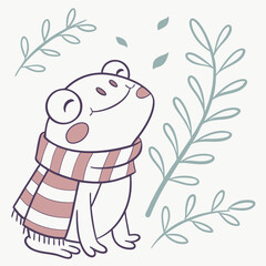 Happy Frog Cozy winter SVG (with a scarf)