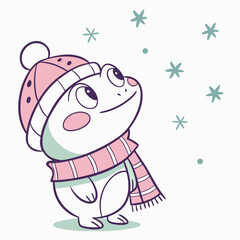 Happy Frog Cozy winter SVG (with a scarf)