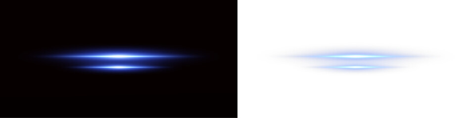 Neon light lines laser with glowing horizontal streaks. Vector light effect with sparkles . Light glow effect.