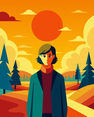 Obraz premium Despite the bright sunny day outside the atmosphere around the person felt bleak and ominous.. Vector illustration