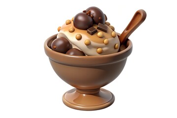 Delicious chocolate and caramel ice cream sundae