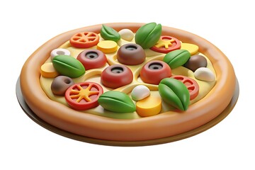 Stylized 3d render of a delicious pizza