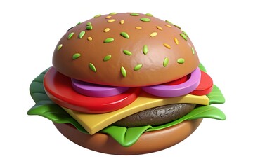 Stylized 3d render of a delicious cheeseburger