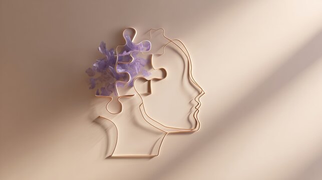 Abstract human head with missing puzzle piece symbolizing memory loss and Alzheimer’s disease