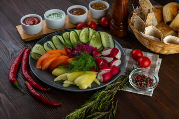 Vegetable set on wooden background