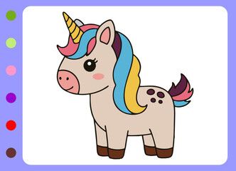Cute little unicorn  cartoon illustration.cartoon unicorn  vector illustration