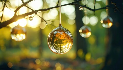 Liquid Mirrors Hanging from Branches Reflecting Beautiful World