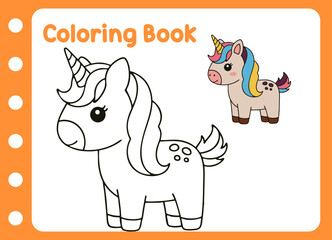coloring book for kids. cute little  unicorn