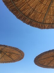 beach umbrella and blue sky