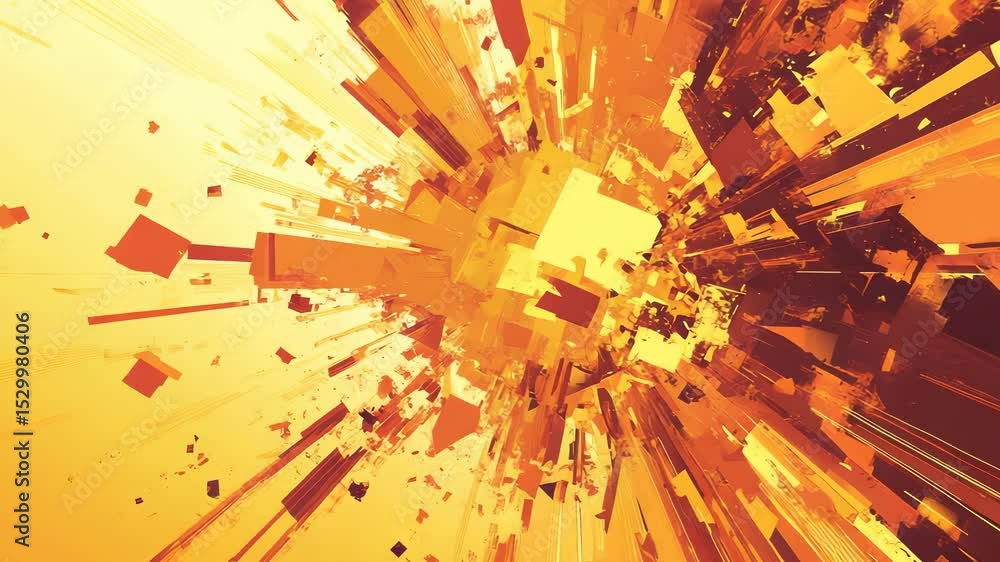 Poster dynamic orange geometric shapes abstraction, technological futuristic background