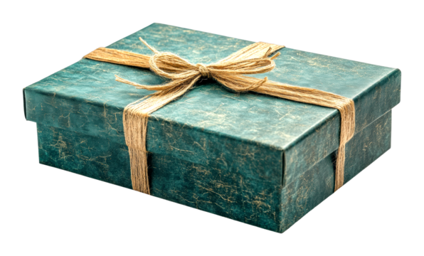 Gift box wrapped with twine studio setting product minimalist isolated on transparent background