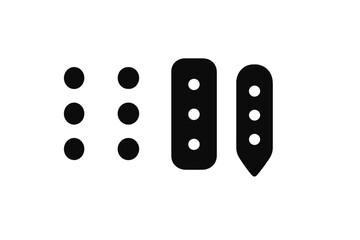 Vertical Menu Icons. Solid style icons of vertical menu icons: vertical dots icon, three dot menu, contextual menu icon, options