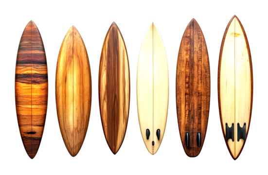 Surfboard collection showcase beachside outdoor aerial artistry isolated on transparent background