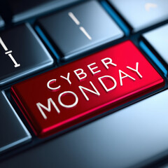 Fototapeta premium the word cyber monday on a computer keyboard