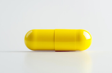 Top-down high-resolution photo of a yellow capsule on a white background, with no shadows. Crisp, detailed product photography emphasizing clarity and clean presentation