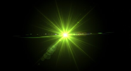 Abstract Green Light Lens Flare Effect Star Burst Sun Beam