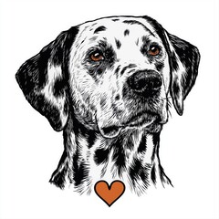 Dalmatian Dog Illustration Art: Hand-Drawn Black and White Pet Portrait