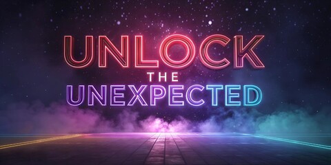 Unlock the Unexpected – Futuristic 3D Neon Typography with Mystery Theme
