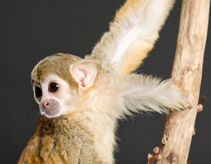 Monkey on the black studio background