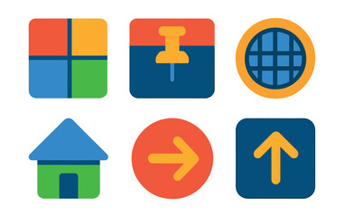 Flat vector icons of shortcut tiles and widgets: shortcut tile, pinned widget, dashboard button, home screen tool, quick access icon.
