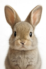 Obraz premium A delightful, fluffy brown rabbit with expressive dark eyes and long ears is captured in a close-up, head-on portrait