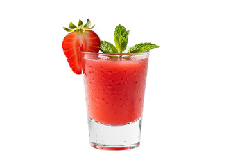 sweet strawberry shot with fresh mint