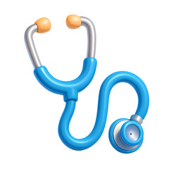 3D illustration of blue stethoscope isolated on transparent background
