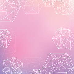 Geometric polyhedron shapes, airy mesh, stylish digital frame, contemporary pastel background, minimal decor