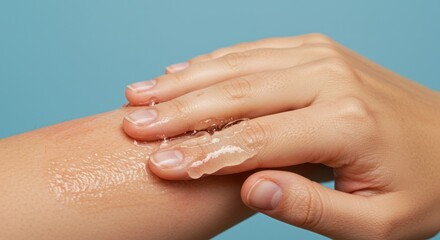 Naklejka premium Applying a lotion or gel to skin