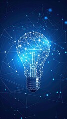 Abstract lightbulb, connected network