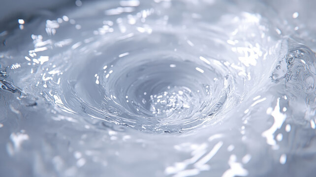 Close-up of a swirling water vortex in motion.