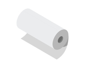 Clean, minimalist isometric illustration of a paper roll.  Perfect for representing concepts of simplicity, new beginnings, or potential.