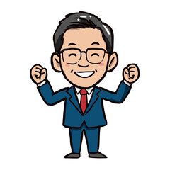 vector character korean man in business suit on white background.Generative AI