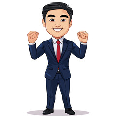 vector character korean man in business suit on white background.Generative AI