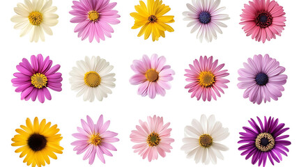 collection of flower on white background,isolated on white,clip art
