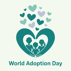 Print World Adoption Day Vector Illustration – Solid Color Family & Love Concept Design (No Gradient, No Image) 
