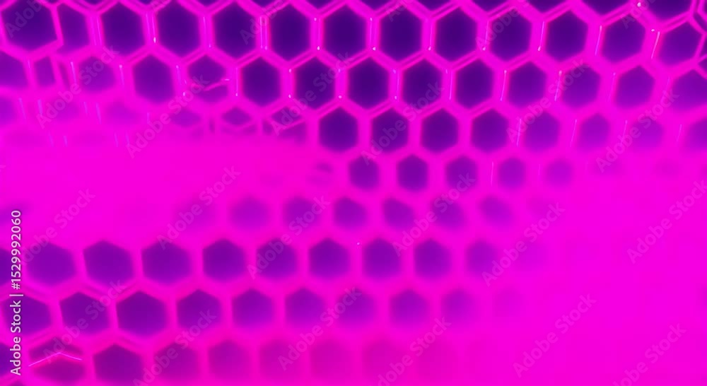 Poster pink neon hexagons abstract digital art showcasing a mesmerizing grid of hexagons illuminated by vib