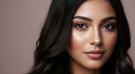 Naklejka premium Close-up of a woman with flawless skin and makeup
