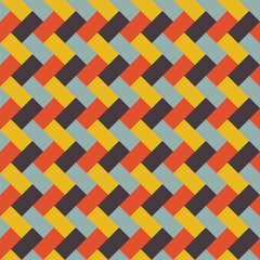 Pattern created from grey-blue, yellow, orange and dark brown diagonal rectangles