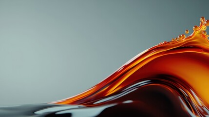 Naklejka premium Flowing liquid creates a mesmerizing wave of shiny brown and amber tones