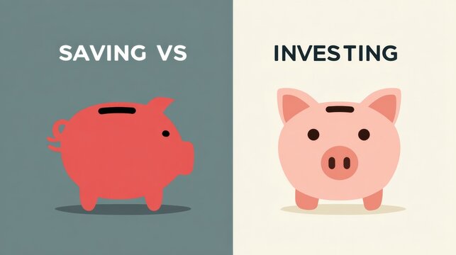 Understanding the Differences Between Saving and Investing in a Simple Dual Column Infographic Layout